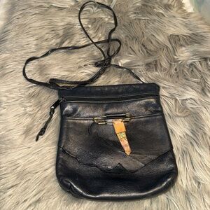 ILZE HEIDER Wisconsin Designer Leather Black Vintage Crossbody Bag